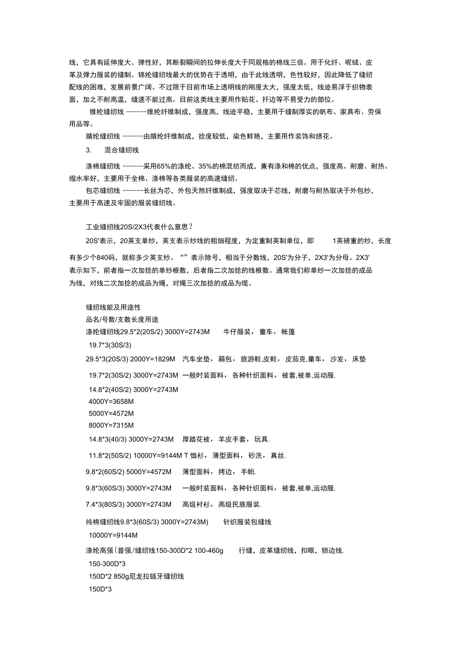 縫紉線基礎專業知識資料